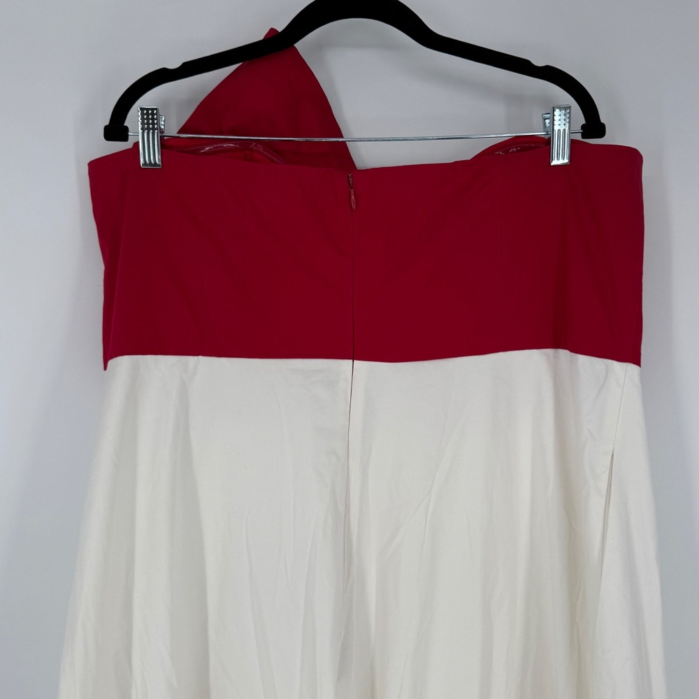 ANTHROPOLOGIE HUTCH COLOR BLOCK CREAM RED BOW‎ MAXI DRESS NWT 22W - Picture 7 of 12